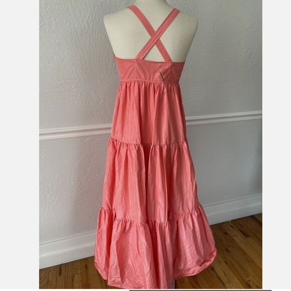 J. CREW Taffeta Tiered Salmon Pink maxi Dress Size 4 - Picture 4 of 10